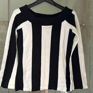 INC International Concepts Black and White Boxy 3/4 Sleeve Blouse